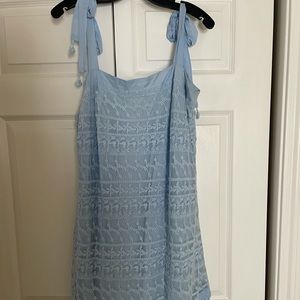 Listicle blue lace dress with tye straps & tassels